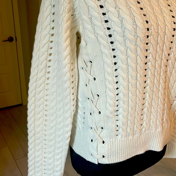 Derek Lam 10 Crosby Ivory Cable Knit Sweater Lace-Up XS NWT” - Picture 2 of 11